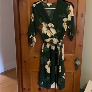 Green with white floral dress